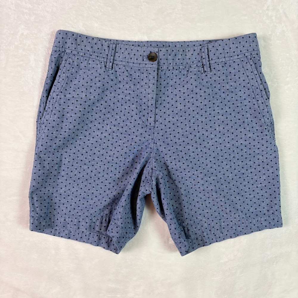 Talbots Girlfriend Chino Shorts Women 6 Blue Polka Dot Excellent Cotton 7" Ins